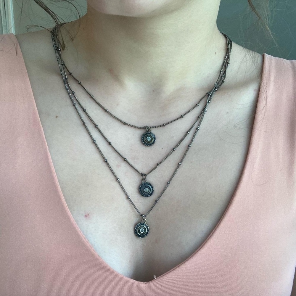 Silver multilayered necklace
